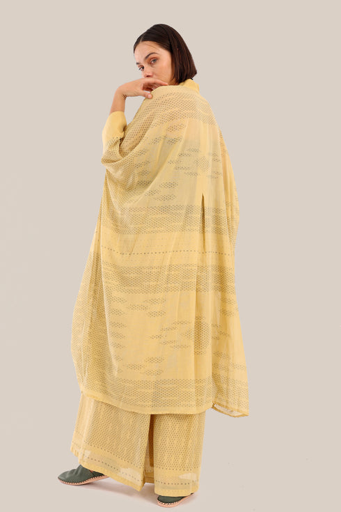 Embroidered oversized kaftan dress with V neckline